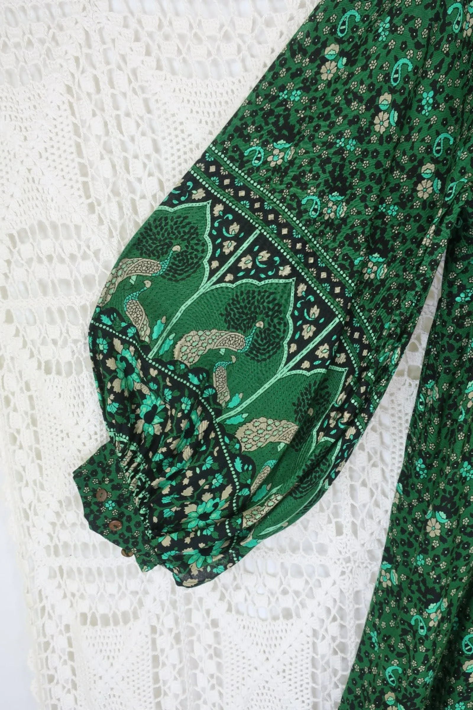 Peacock Primrose Dress in Forest Green - Image 5
