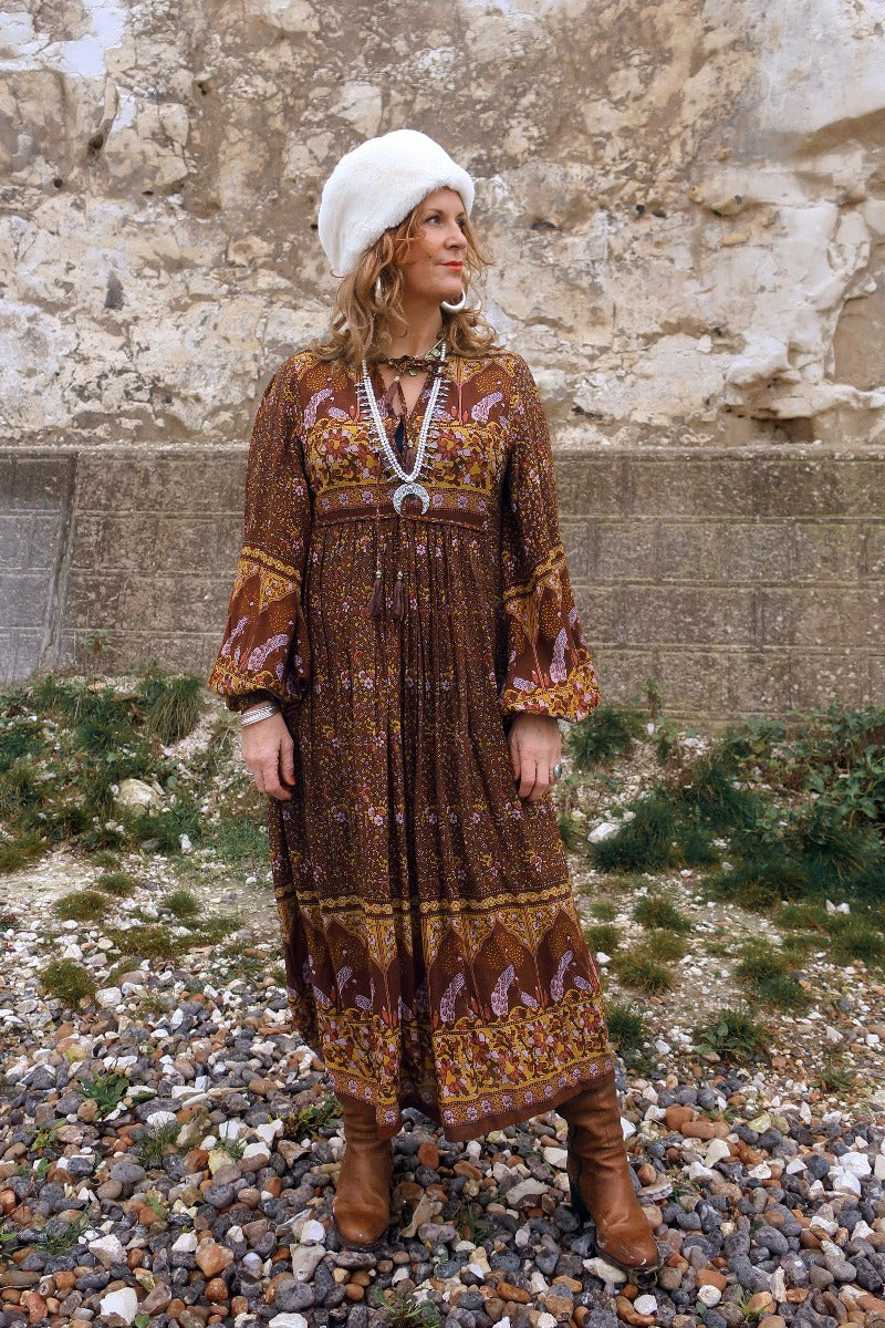 Peacock Primrose Dress in Gingerbread - Image 7