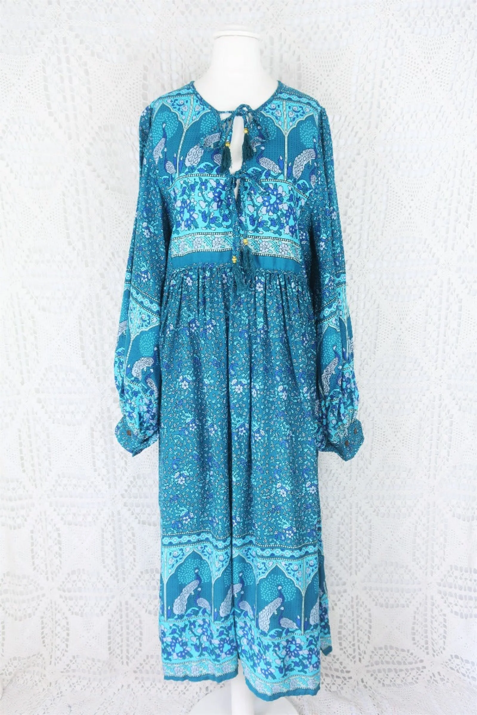 Peacock Primrose Dress in Ocean & Indigo - Image 4