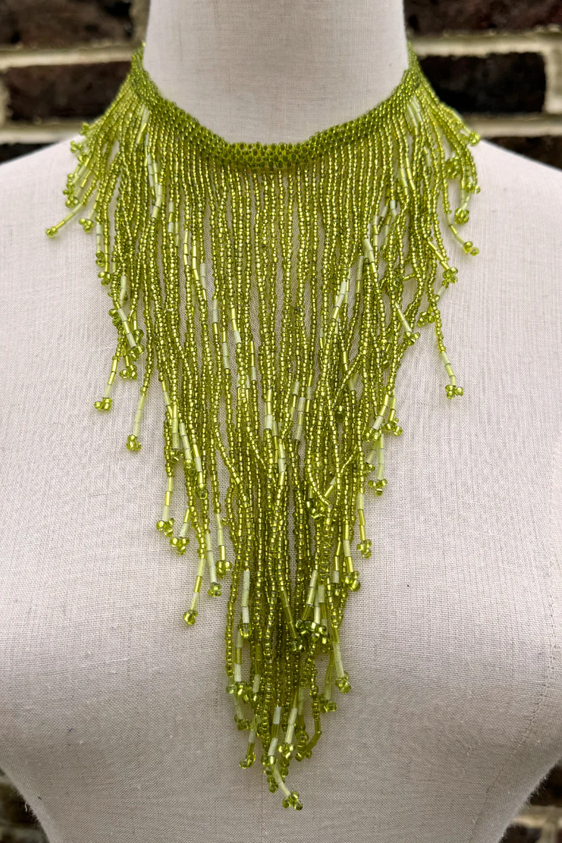 Peridot Waterfall Beaded Necklace - Image 2