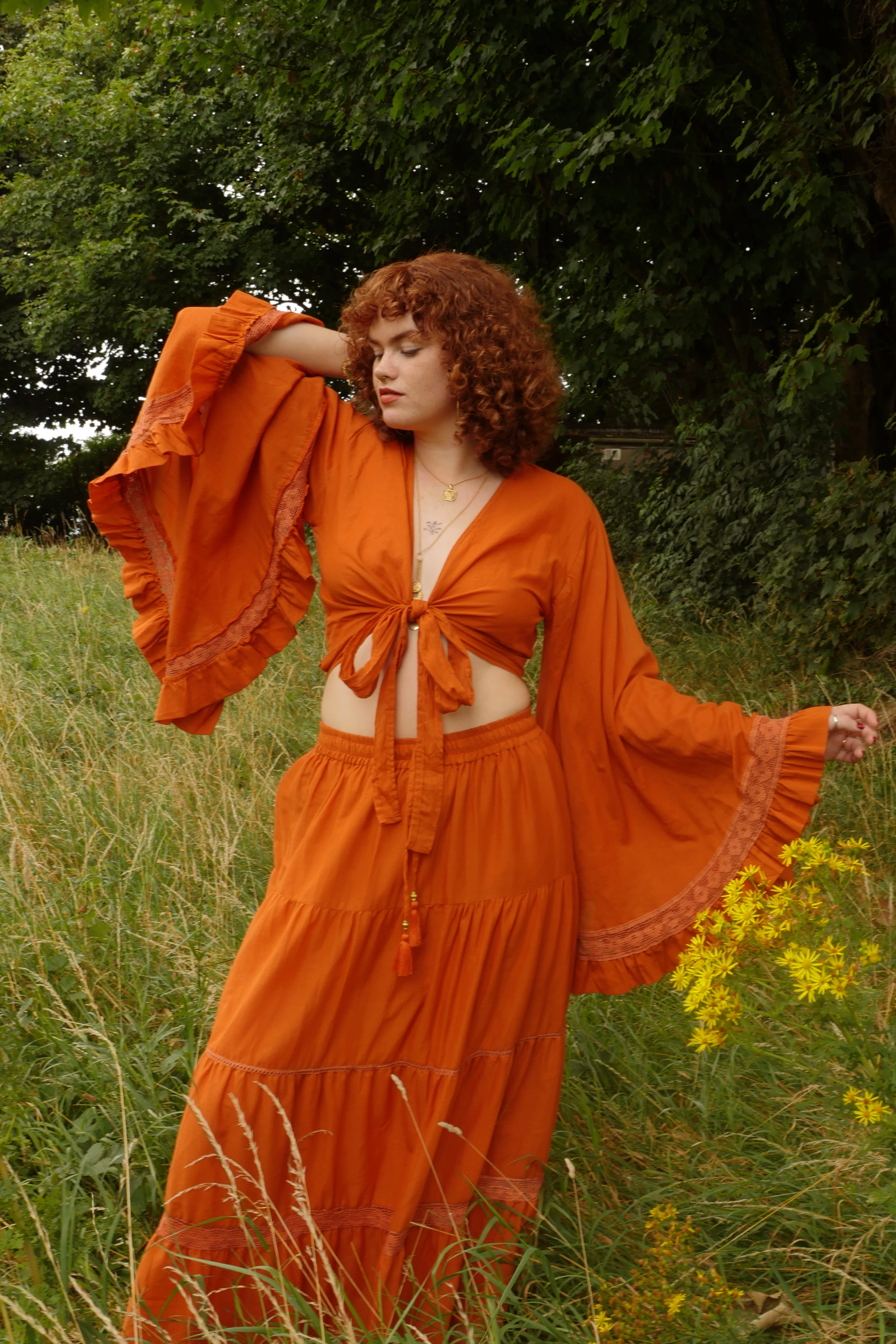 Pisces Crochet Wrap Top in Bergamot Orange - Image 5