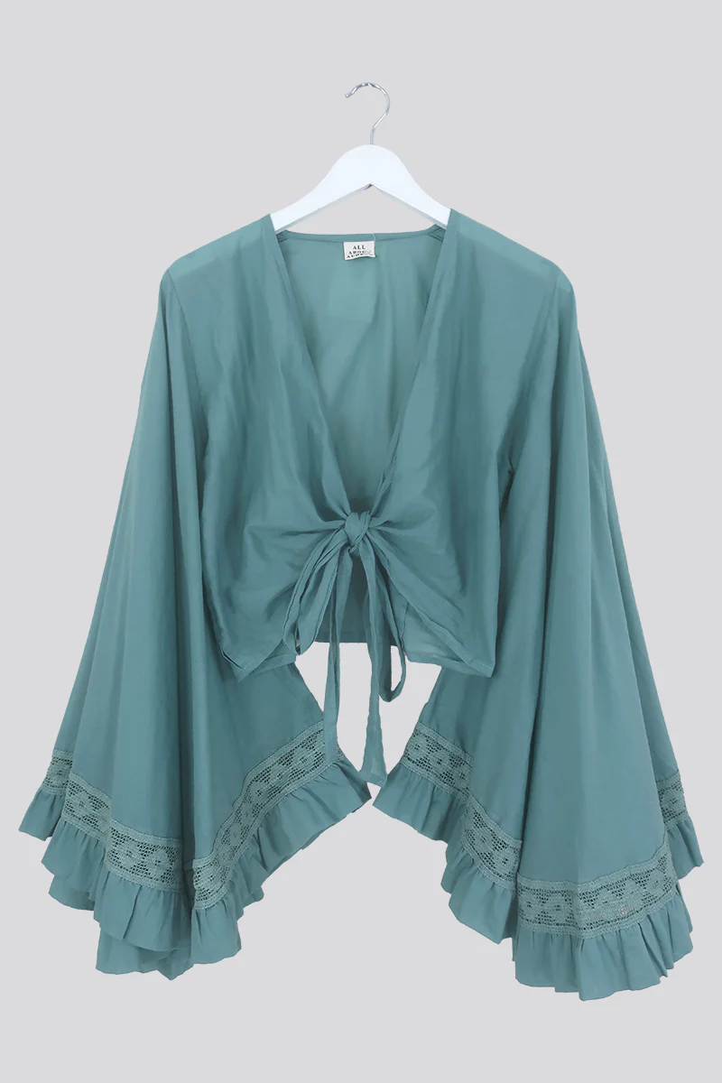 Pisces Crochet Wrap Top in Sicilian Blue - Image 2