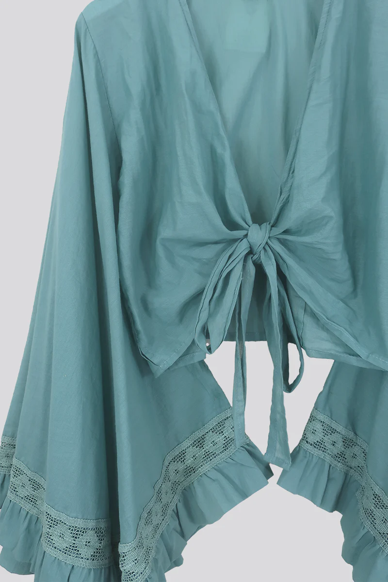 Pisces Crochet Wrap Top in Sicilian Blue - Image 3