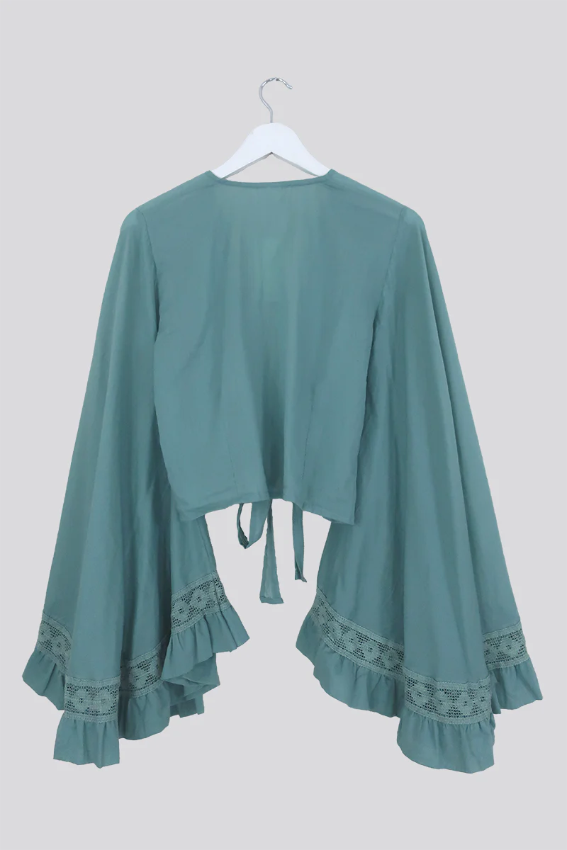 Pisces Crochet Wrap Top in Sicilian Blue - Image 4
