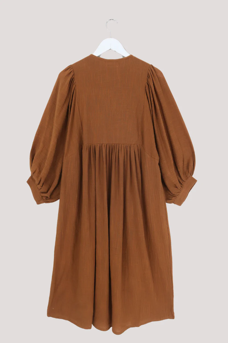Posy Midi Dress in Tan - Image 4