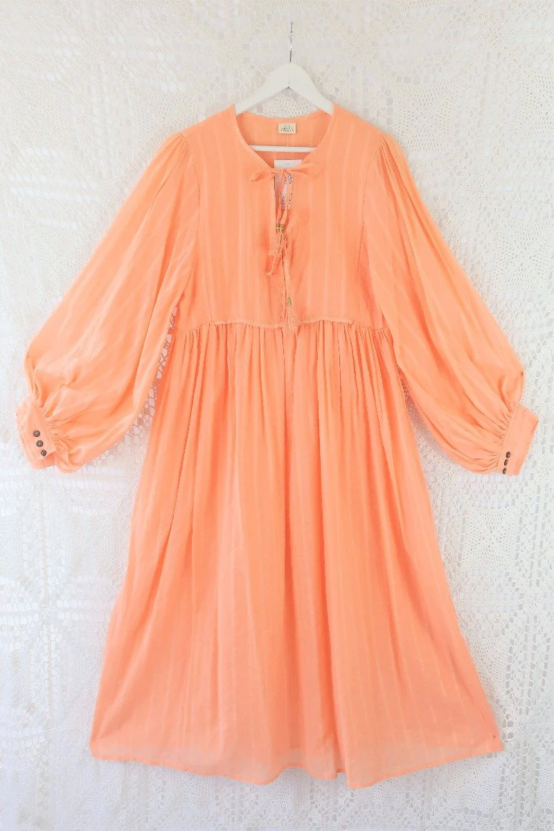 Khroma Primrose Dress in Peach Powder Indian Cotton - Image 2