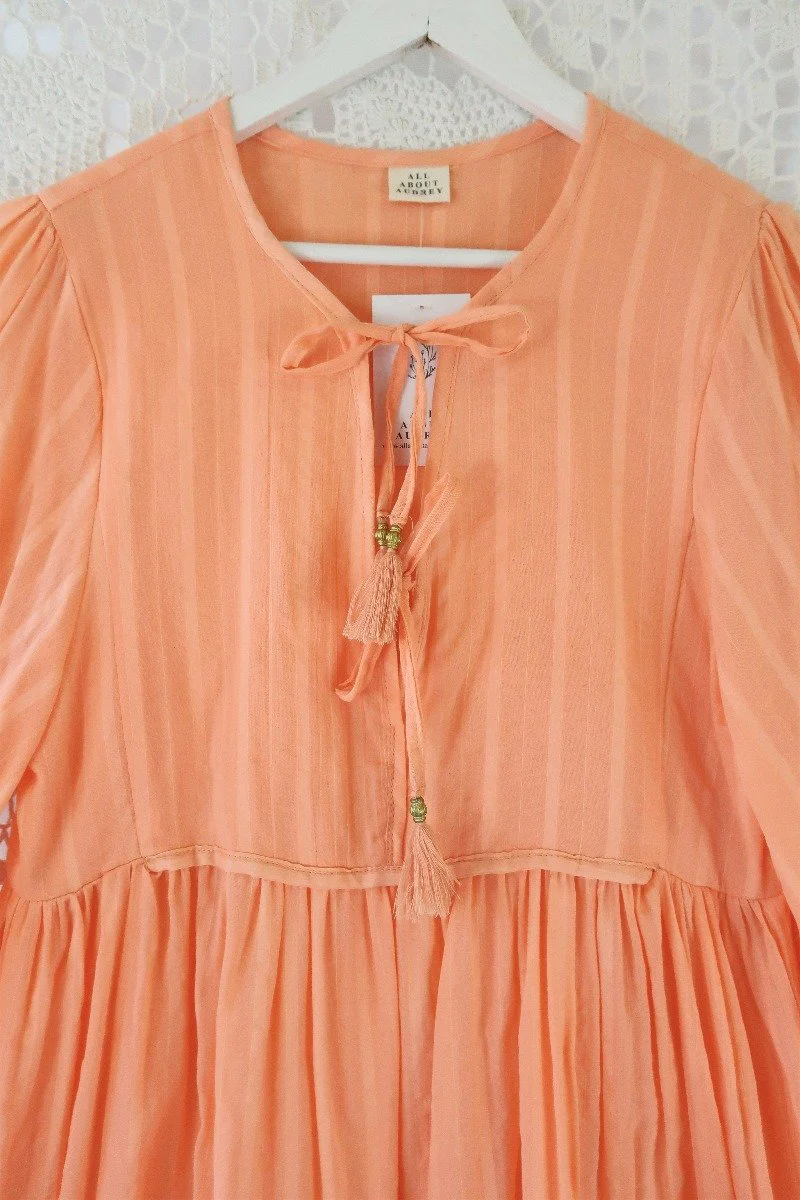 Khroma Primrose Dress in Peach Powder Indian Cotton - Image 3