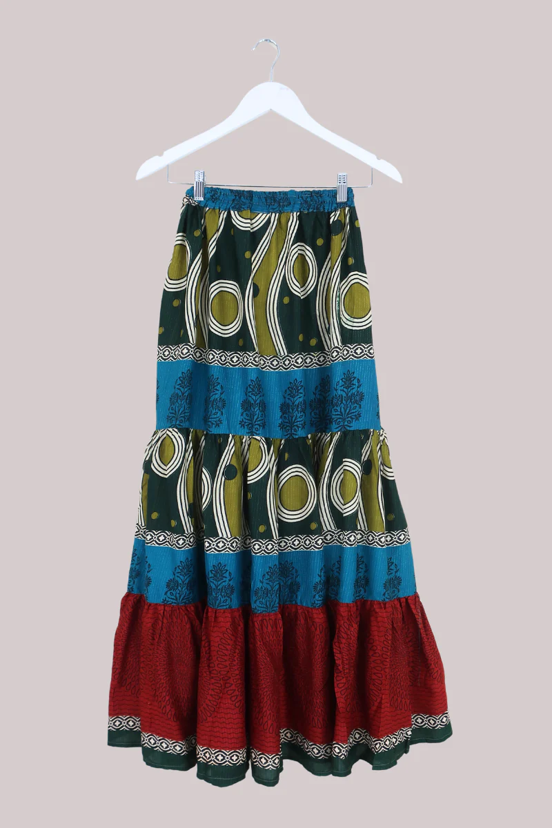 Rosie Maxi Skirt in Peacock Stripes - Free Size - Image 3