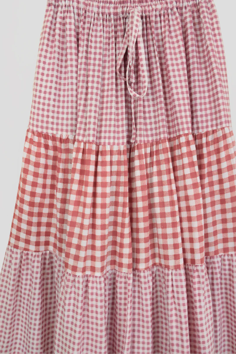 Rosie Maxi Skirt in Strawberry Pink Gingham - Image 4