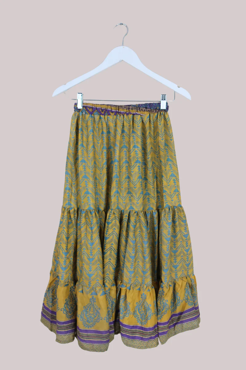 Rosie Midi Skirt in Abstract Lemon Yellow - Free Size - Image 3