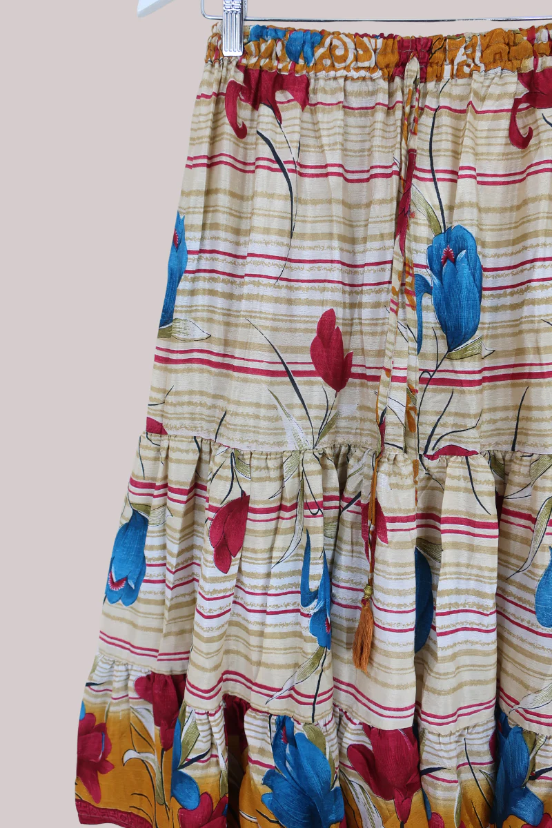 Rosie Midi Skirt in Clay & Warm Florals - Free Size - Image 2