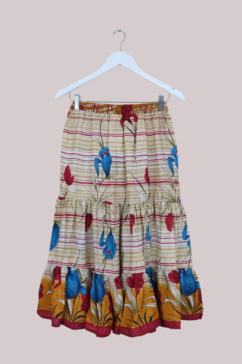 Rosie Midi Skirt in Clay & Warm Florals - Free Size - Image 3