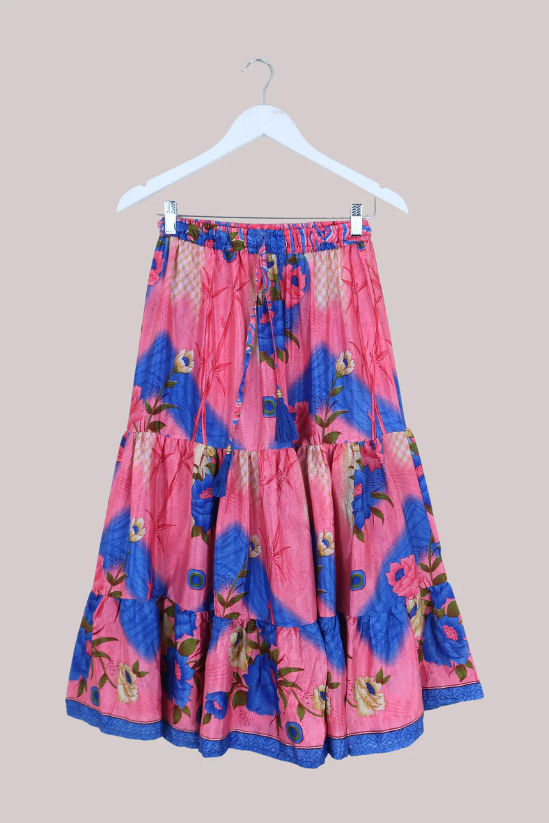 Rosie Midi Skirt in Cotton Candy Florals - Free Size
