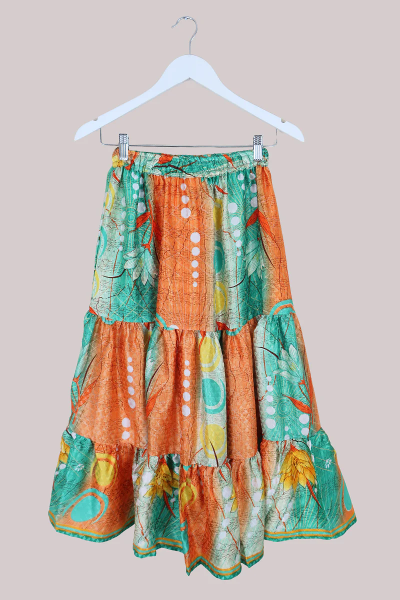 Rosie Midi Skirt in Exotic Abstract Flowers - Free Size - Image 3