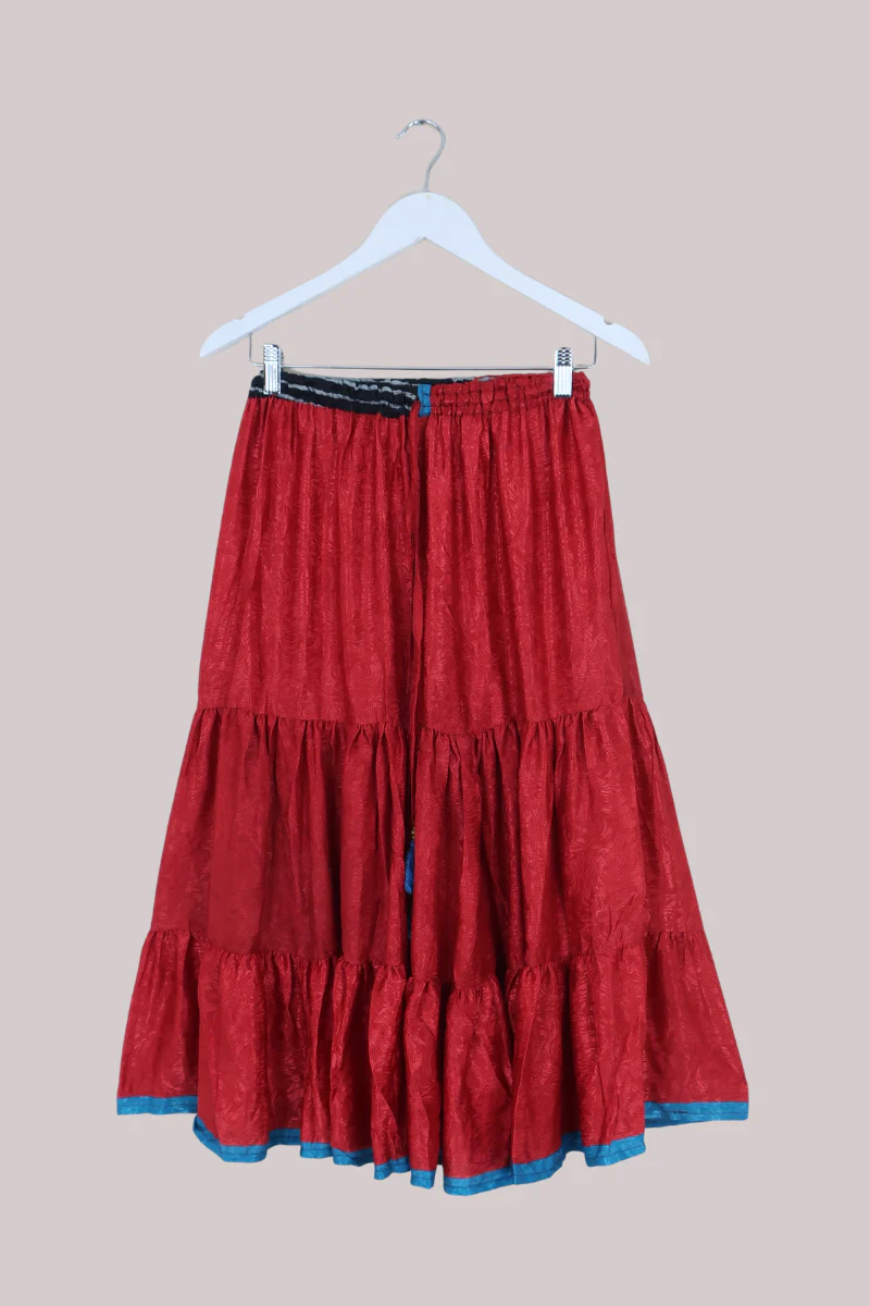 Rosie Midi Skirt in Garnet Paisley - Free Size