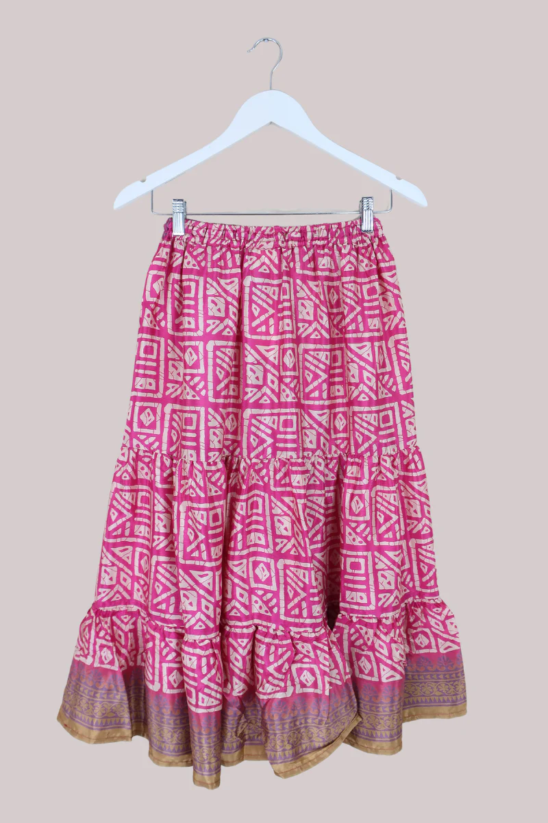 Rosie Midi Skirt in Hibiscus Pink - Free Size - Image 3