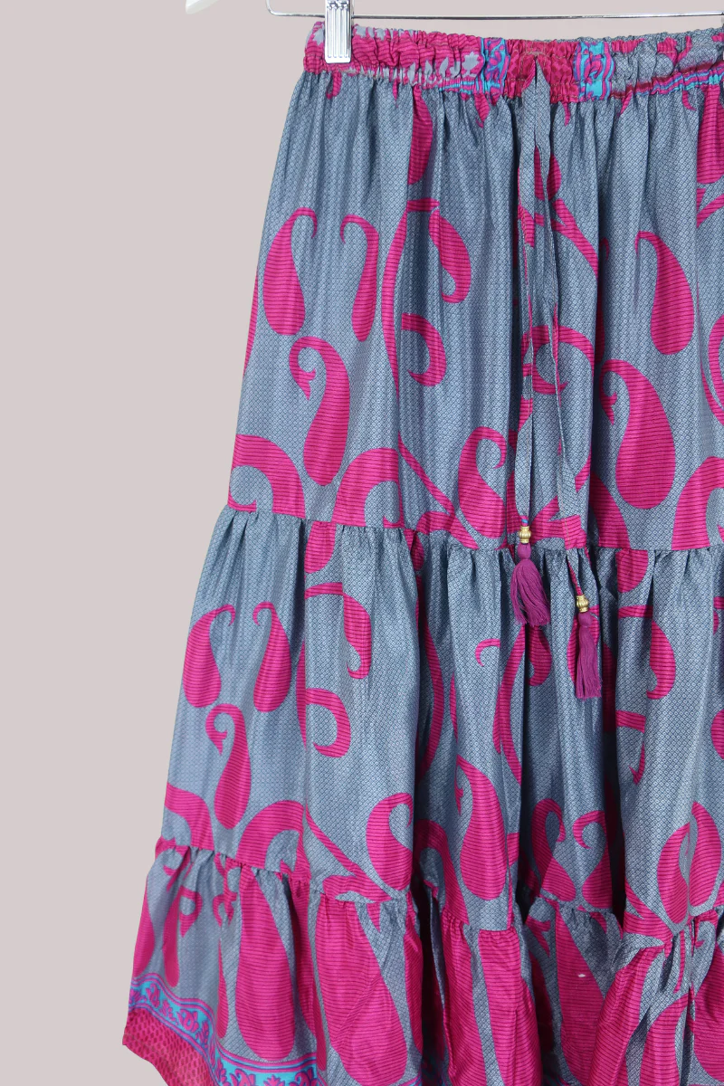 Rosie Midi Skirt in Hot Pink Paisley - Free Size - Image 2
