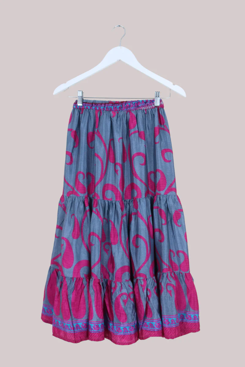 Rosie Midi Skirt in Hot Pink Paisley - Free Size - Image 3