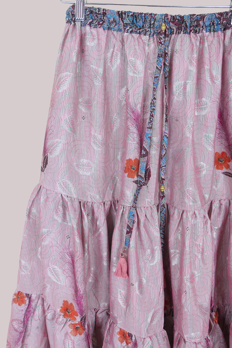 Rosie Midi Skirt in Iridescent Lavender Feathers - Free Size - Image 2