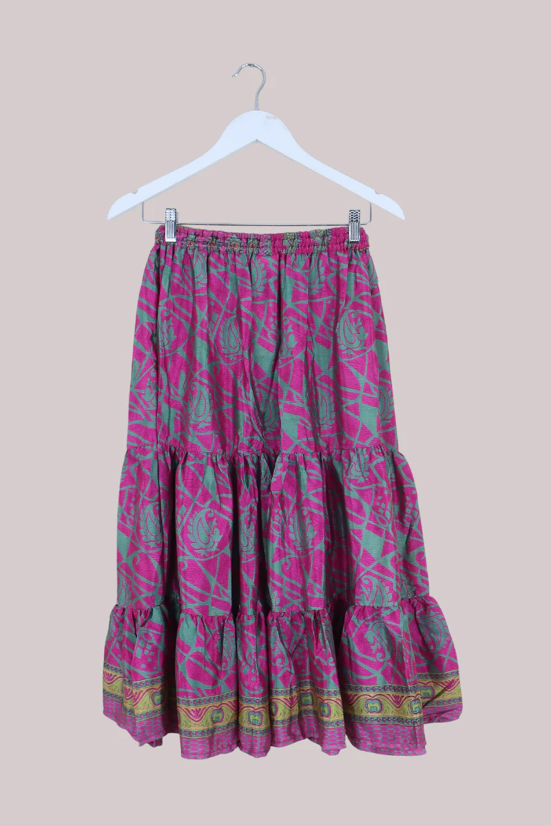 Rosie Midi Skirt in Jewelled Fuschia Paisley - Free Size - Image 3