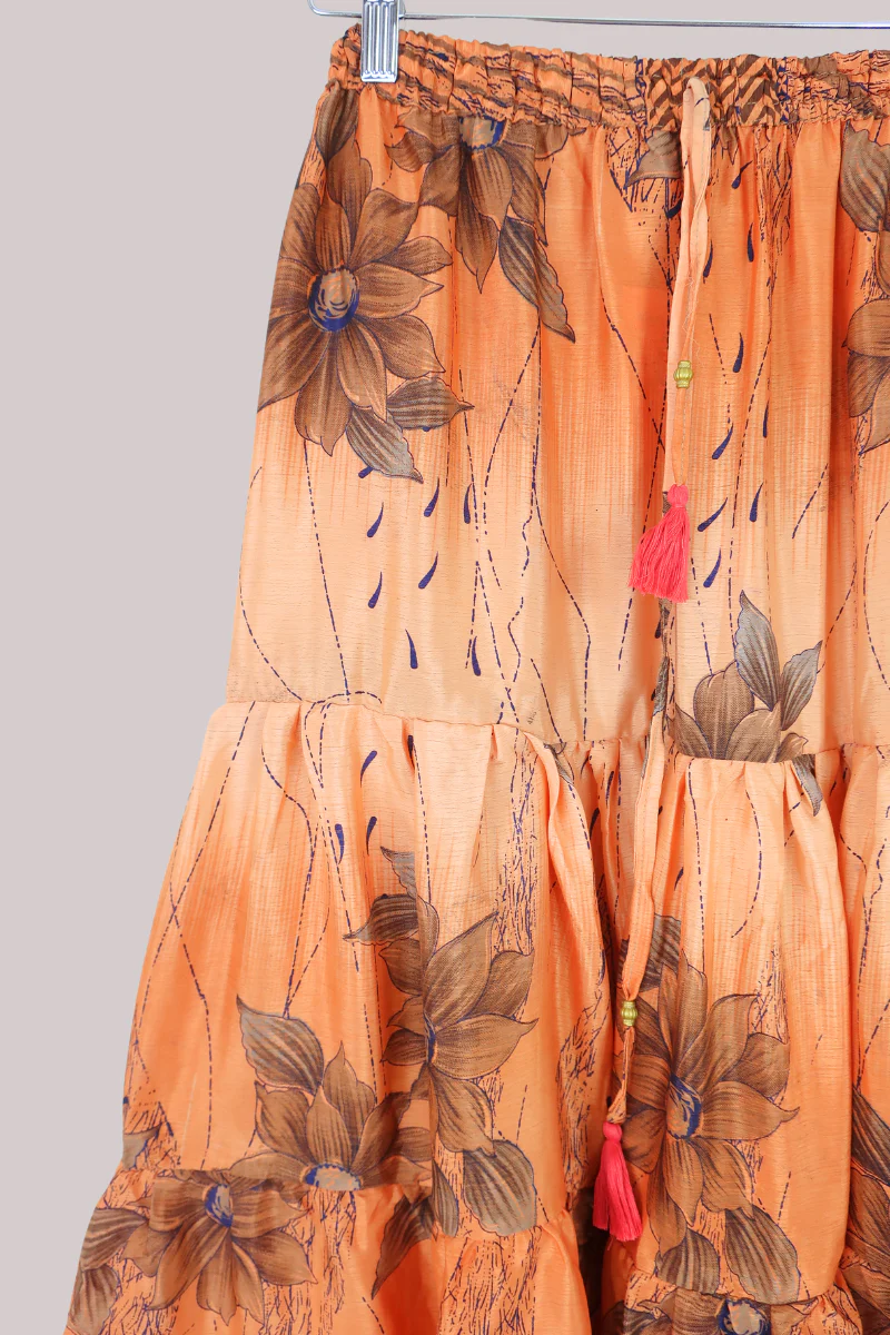 Rosie Midi Skirt in Positano Orange Florals - Free Size - Image 2