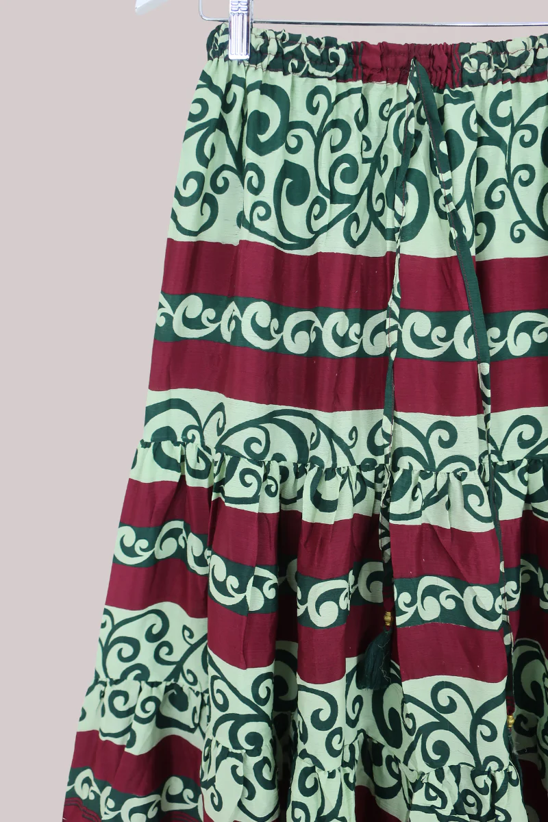 Rosie Midi Skirt in Rosemary & Wine - Free Size - Image 2