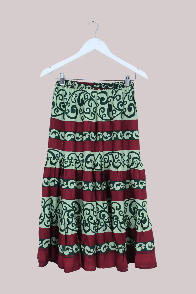 Rosie Midi Skirt in Rosemary & Wine - Free Size - Image 3