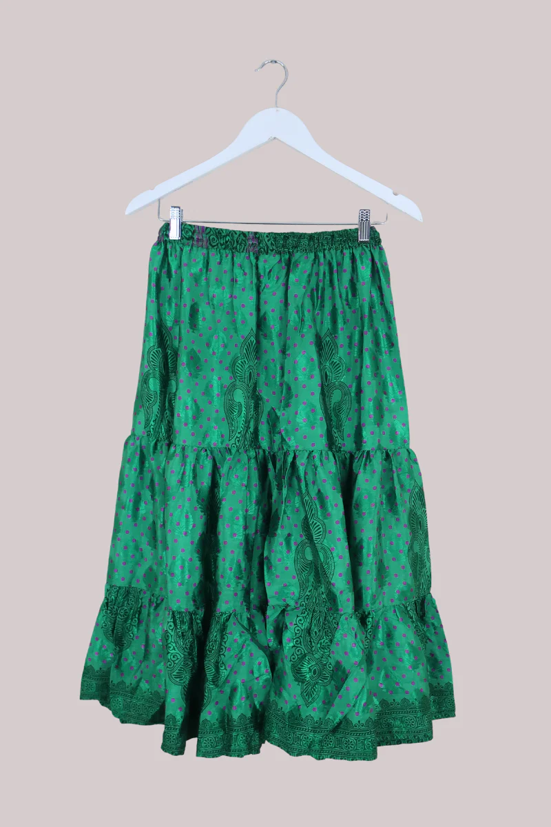 Rosie Midi Skirt in Shining Emerald Polka - Free Size - Image 3