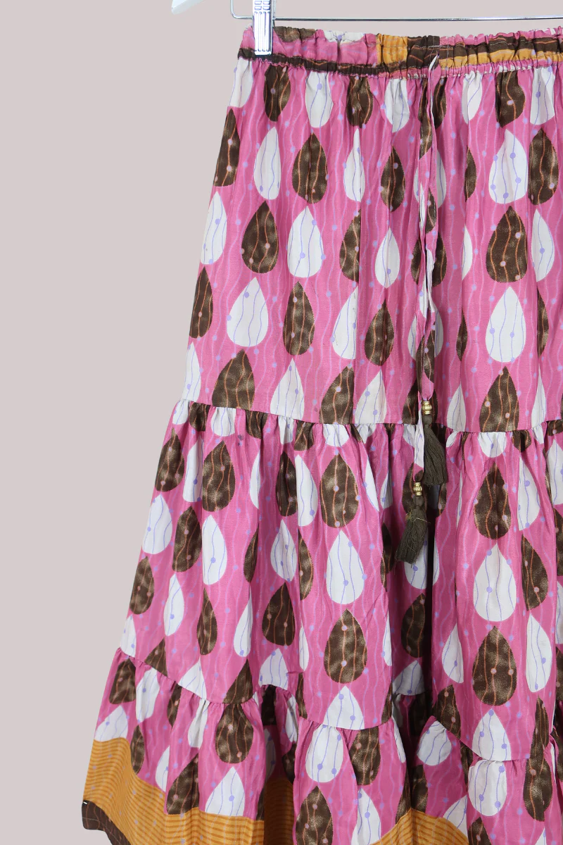 Rosie Midi Skirt in Sweet Pink Raindrops - Free Size - Image 2