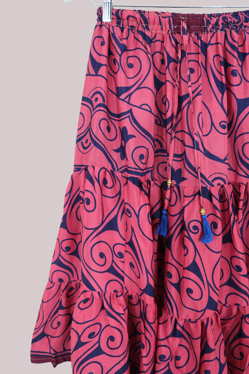 Rosie Midi Skirt in Swirling Berry Pink - Free Size - Image 2