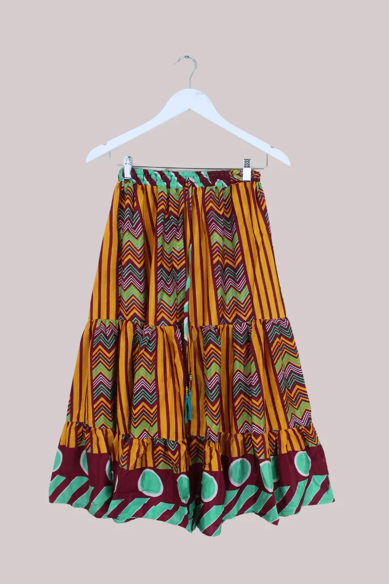 Rosie Midi Skirt in Vivid Carnival Stripe - Free Size