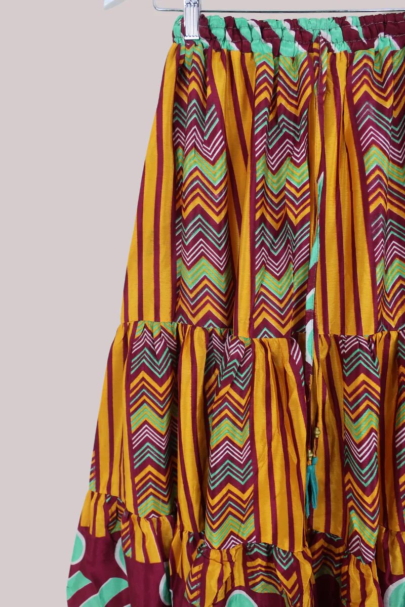 Rosie Midi Skirt in Vivid Carnival Stripe - Free Size - Image 2