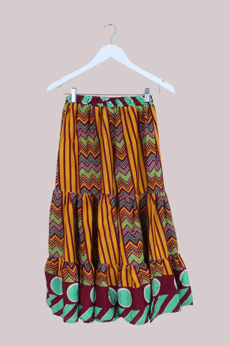 Rosie Midi Skirt in Vivid Carnival Stripe - Free Size - Image 3