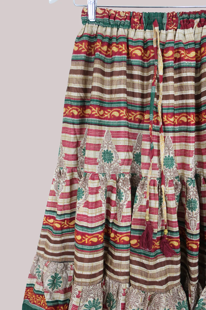Rosie Midi Skirt in Warm Abstract Stripe - Free Size - Image 2
