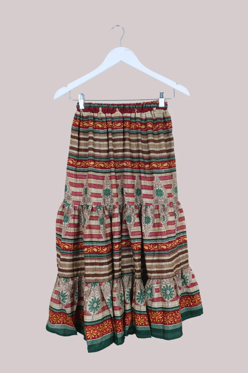 Rosie Midi Skirt in Warm Abstract Stripe - Free Size - Image 3