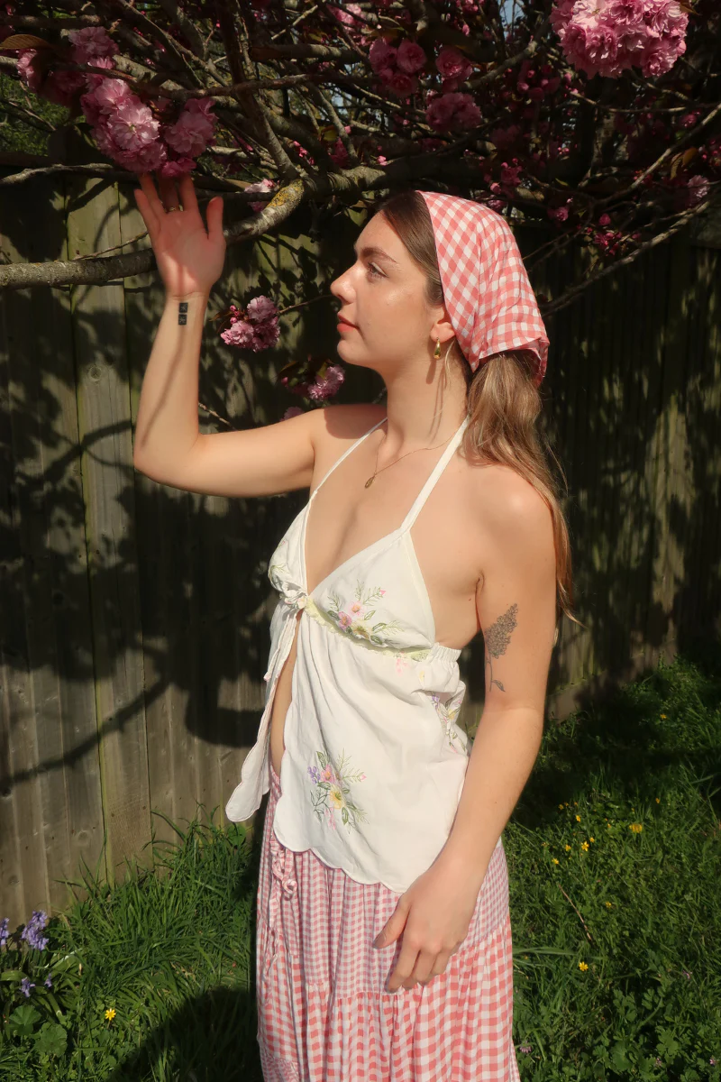Sally Bandana in Strawberry Pink Gingham - Image 4