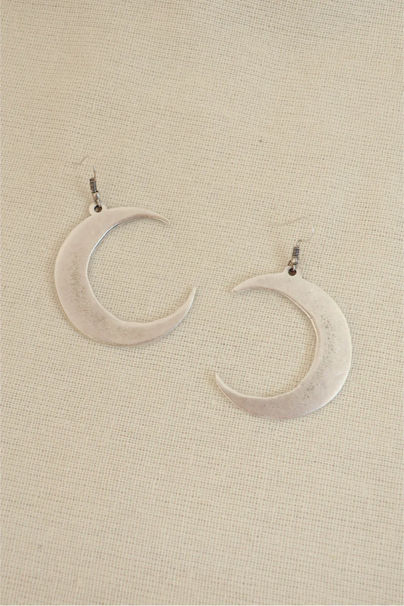 Waxing & Waning Moons Silver Plated Earrings