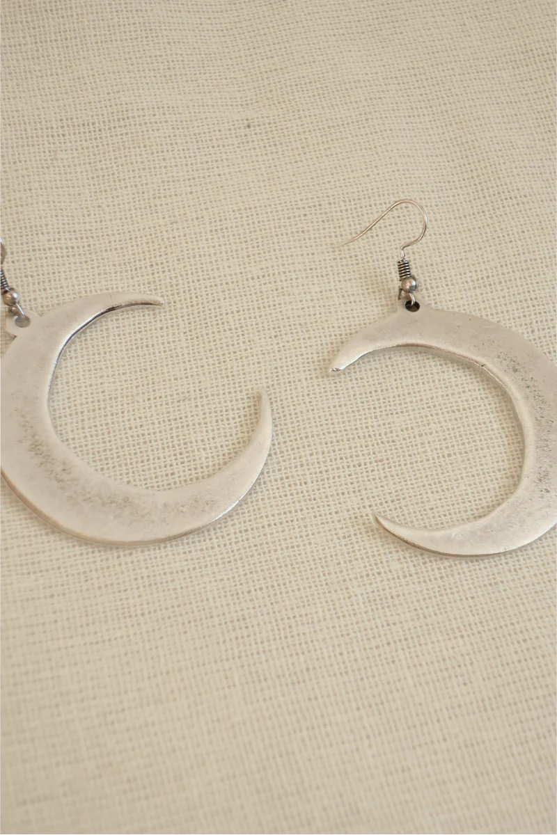 Waxing & Waning Moons Silver Plated Earrings - Image 2