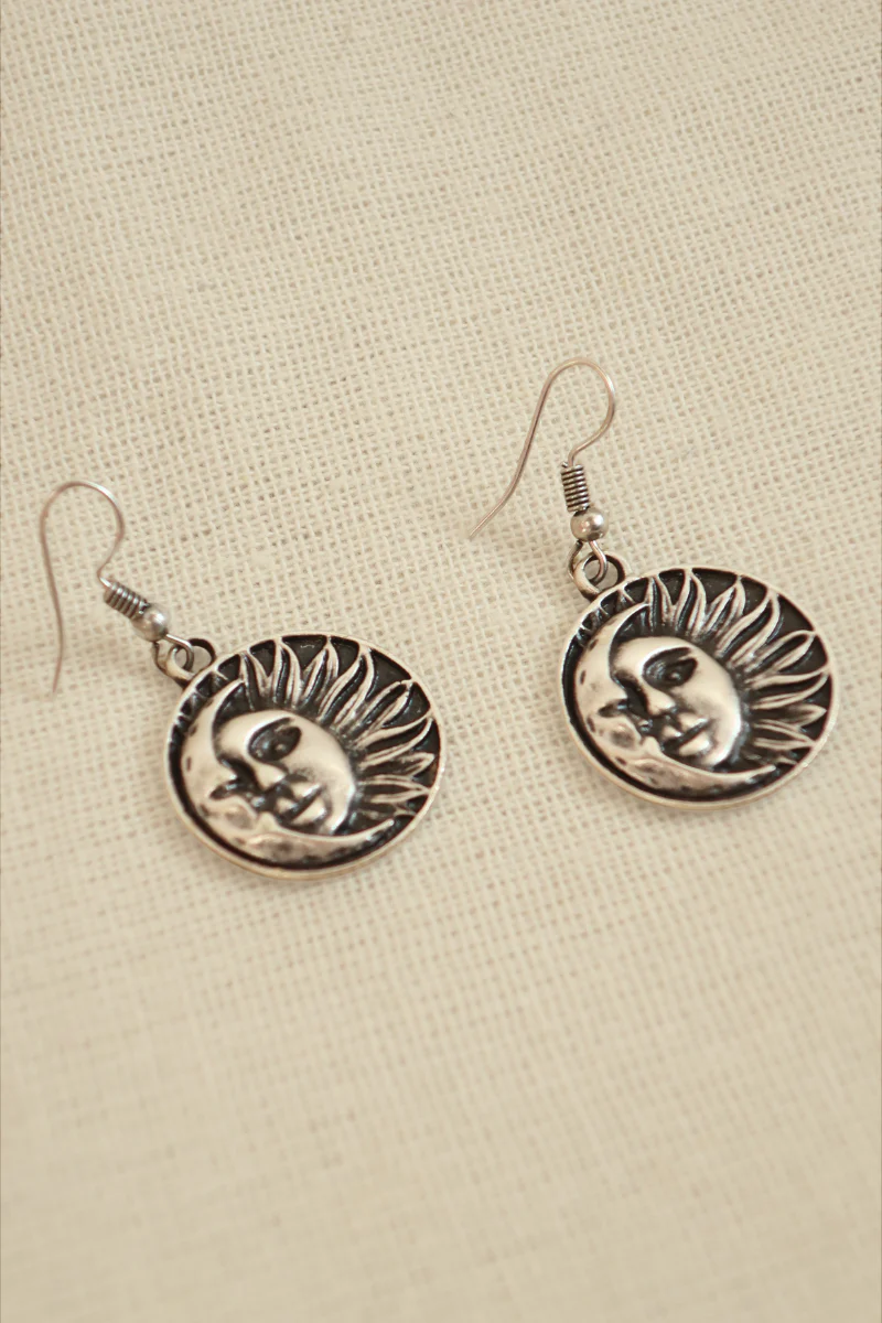 Eclipse's Embrace Silver Plated Earrings - Image 2