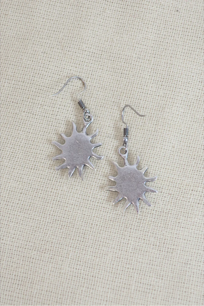 The Face in the Sun Silver Plated Earrings - Image 2
