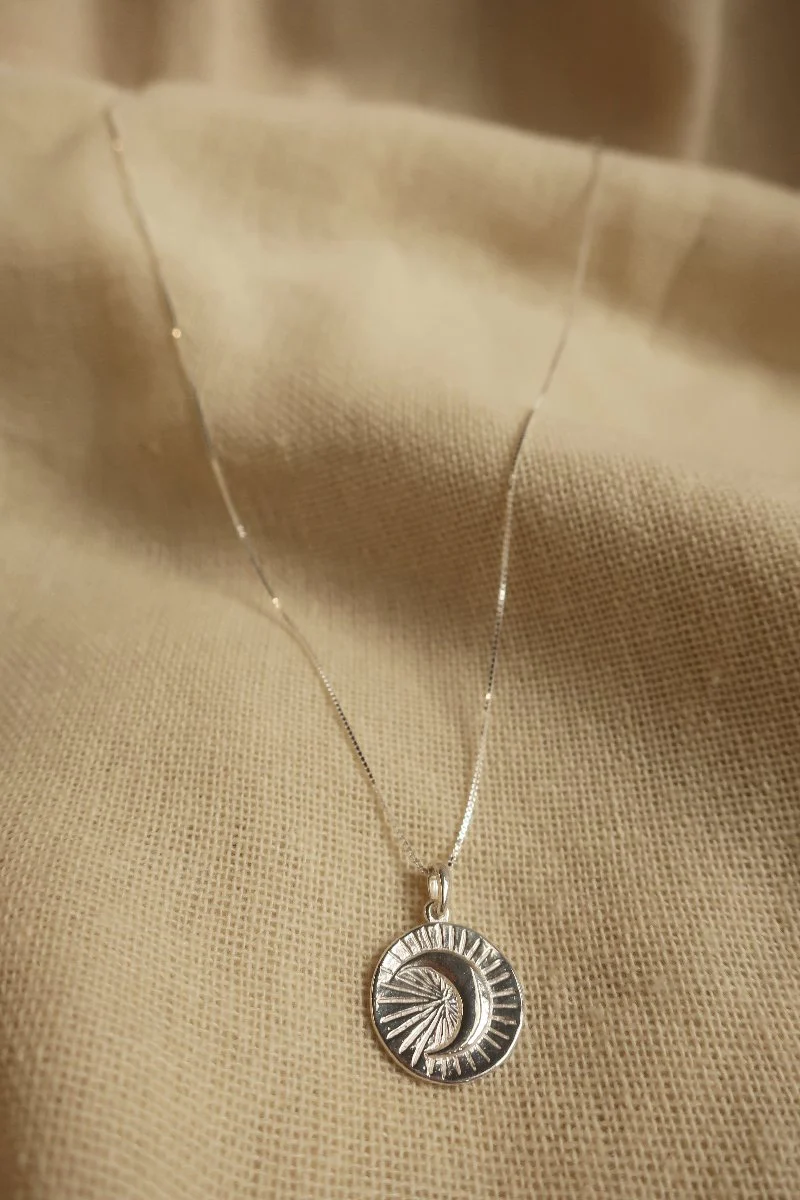 Silver Moon Beam Charm Necklace