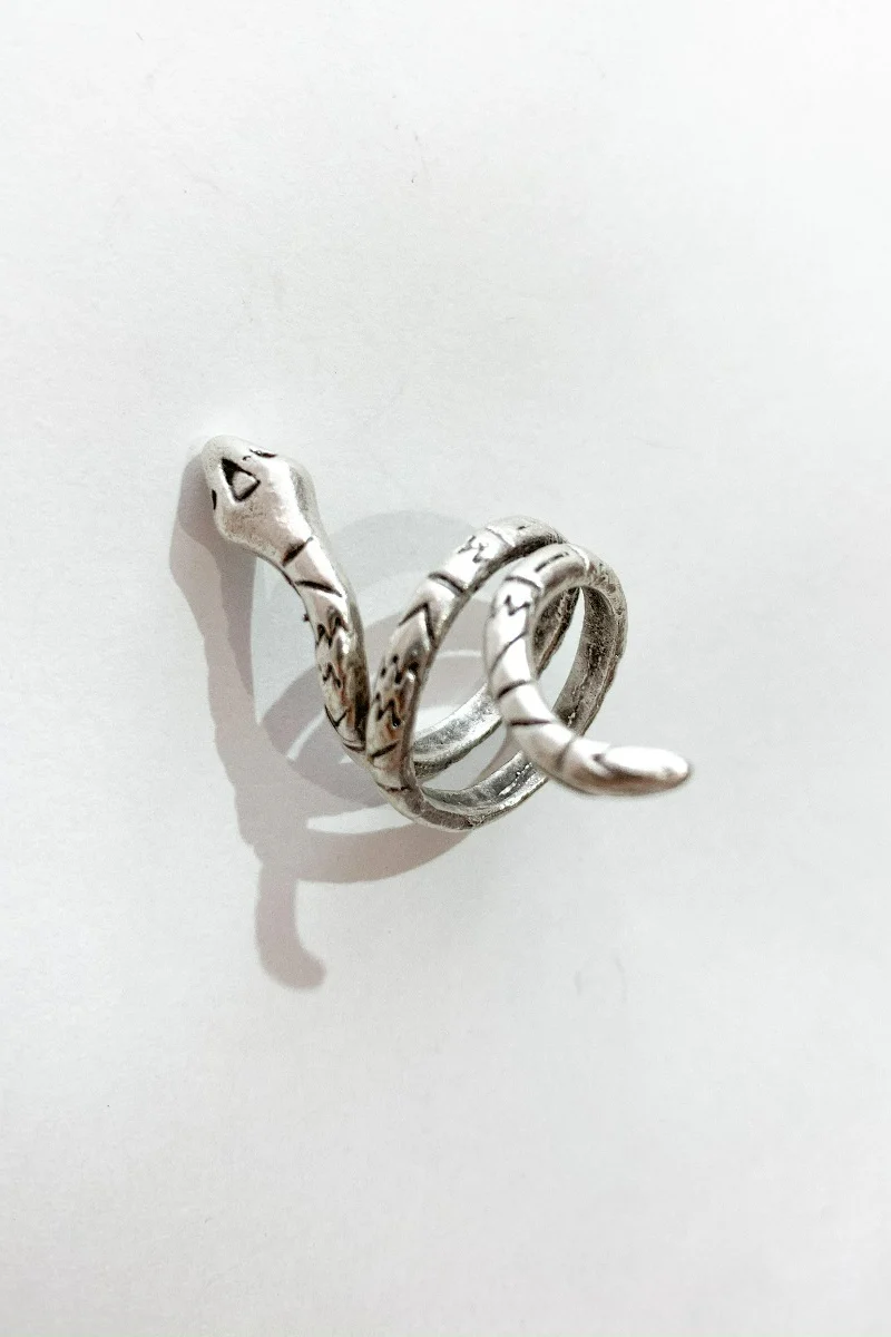 Silver Plated Turkish Coiled Serpent Ring - Image 4