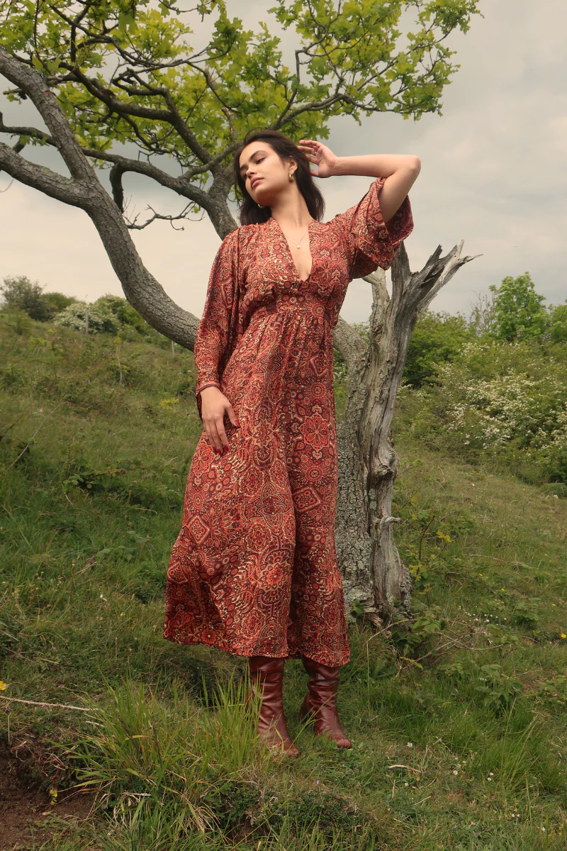 Stevie Maxi Dress in Bowie Red Mandala - Image 3