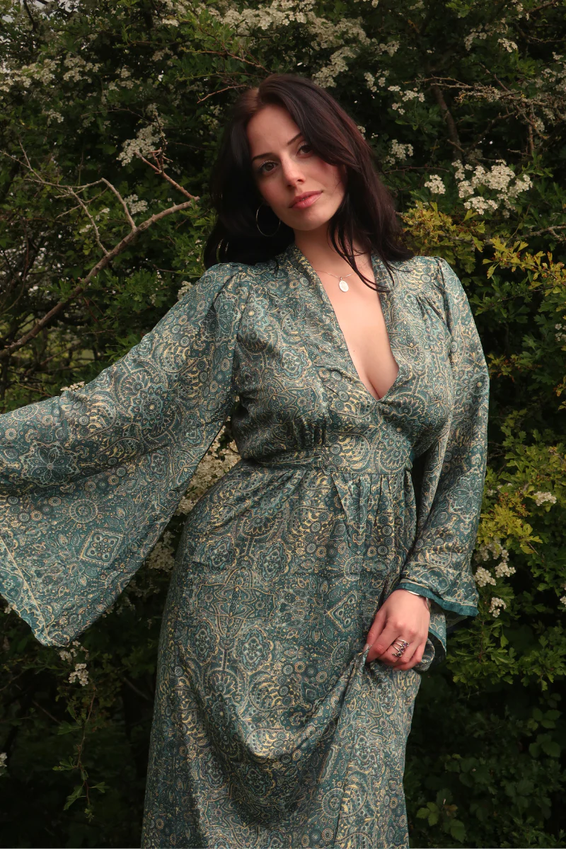 Stevie Maxi Dress in Simone Blue Mandala - Image 3