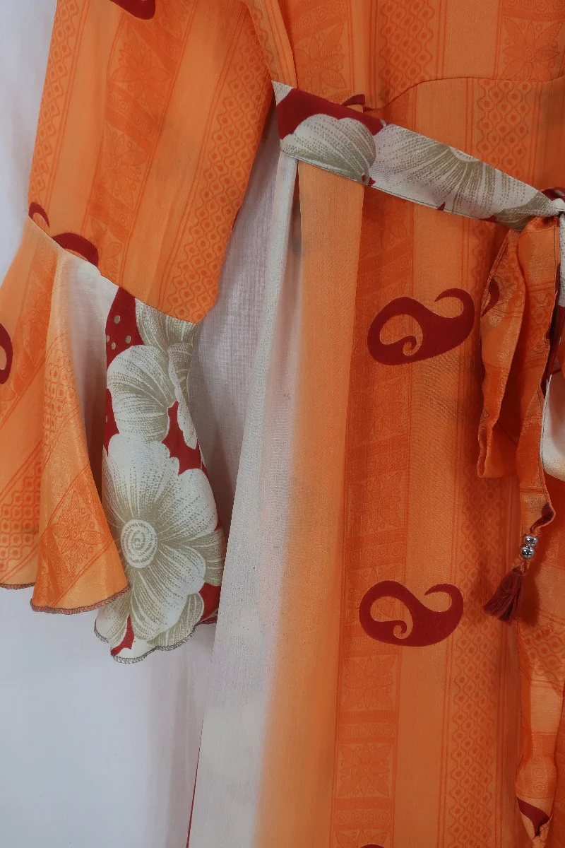 Sylvia Wrap Dress - Saffron & Marigold Paisley - Size S - Image 5