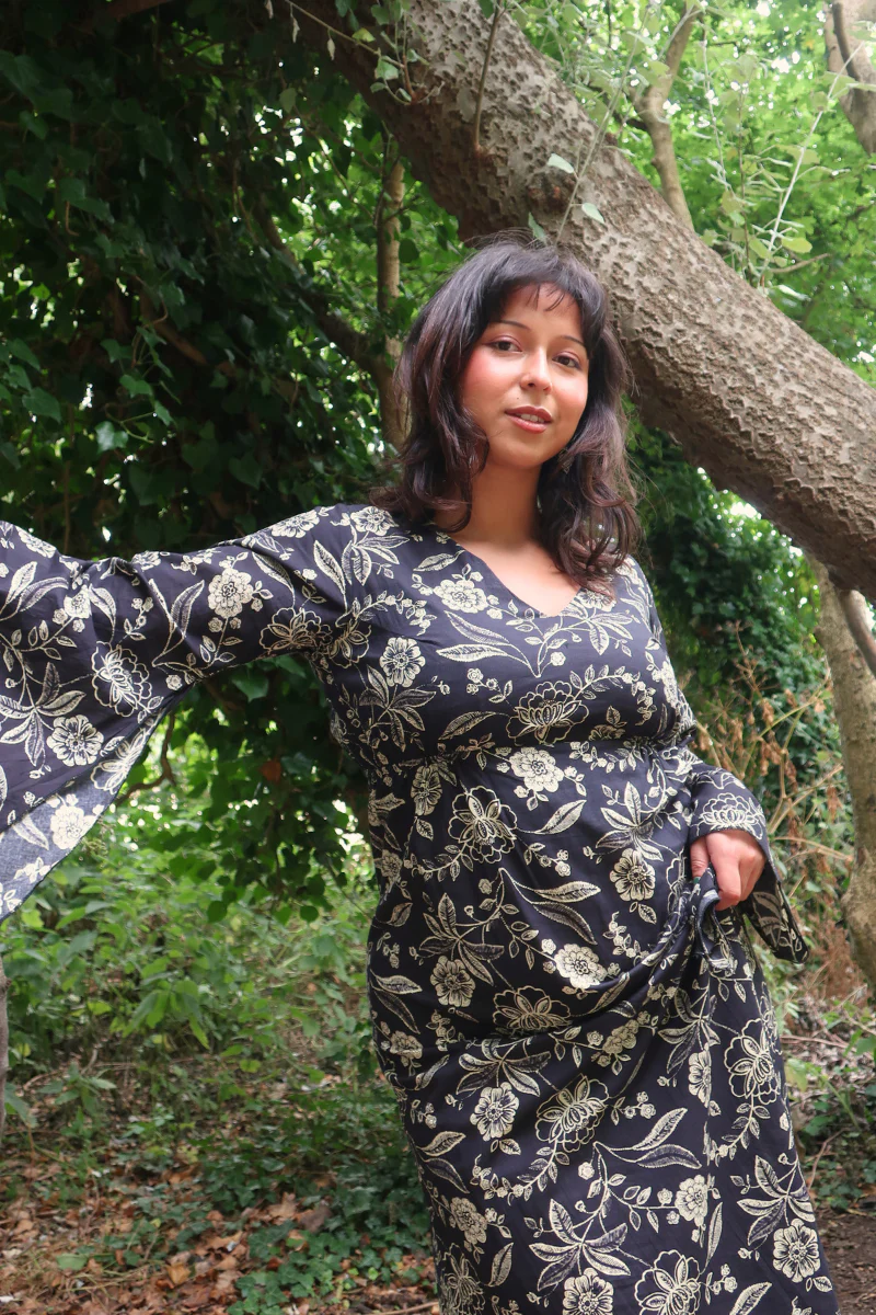 Vanessa Maxi Dress in Black Vintage Florals - Image 3