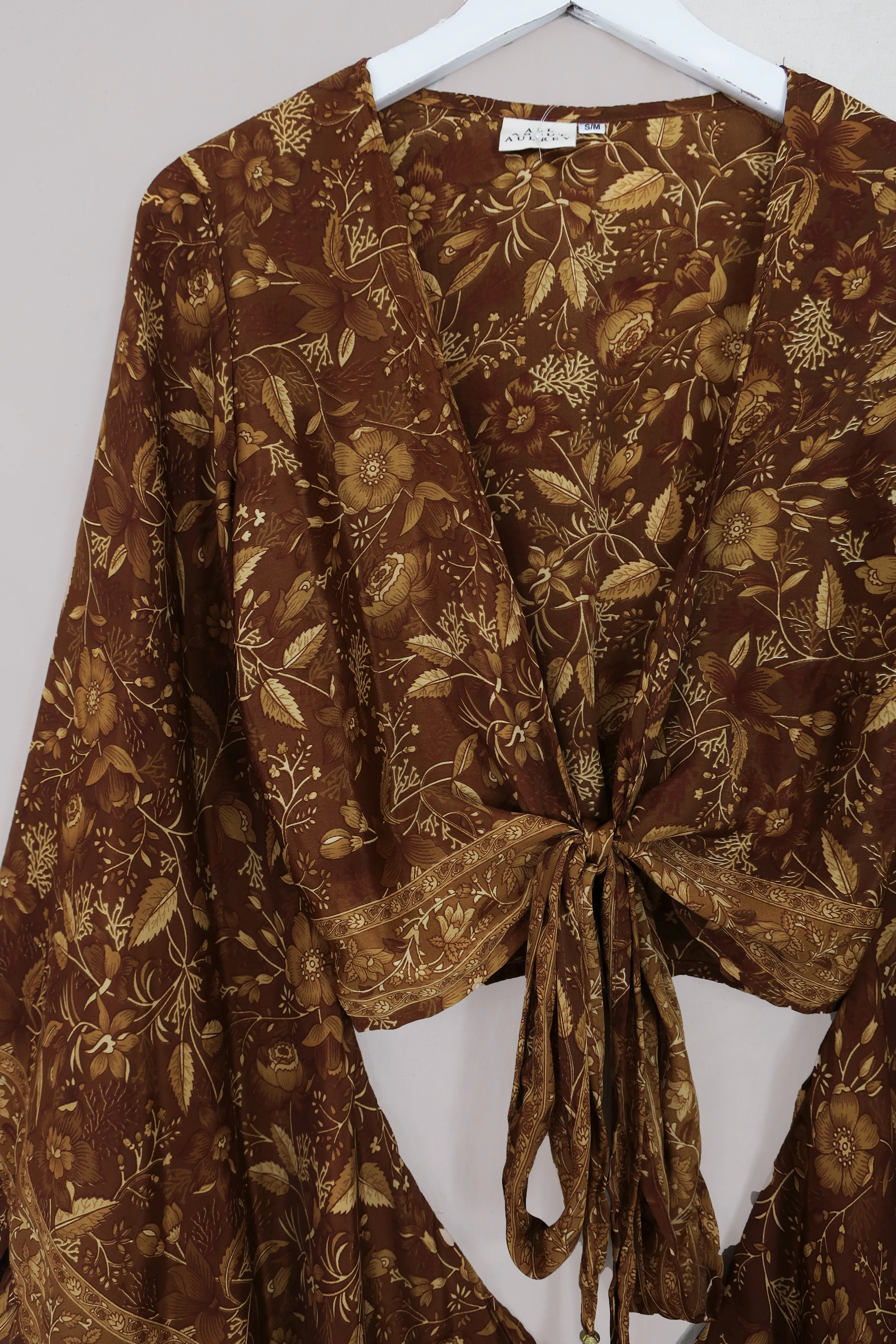 Venus Folklore Floral Wrap Top in Witch-Hazel Gold - Image 3