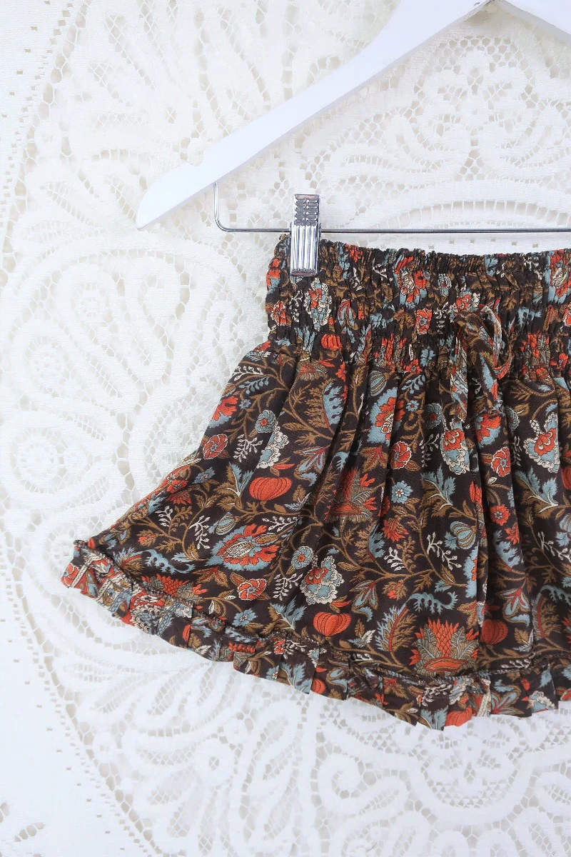 Venus Frilly Shorts - Umber & Mercury Baroque Floral - One Size - Image 3