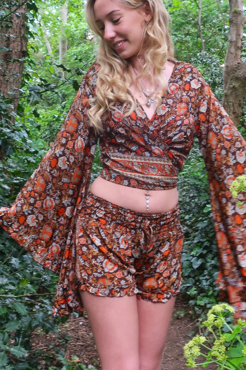 Venus Frilly Shorts - Umber & Mercury Baroque Floral - One Size - Image 5