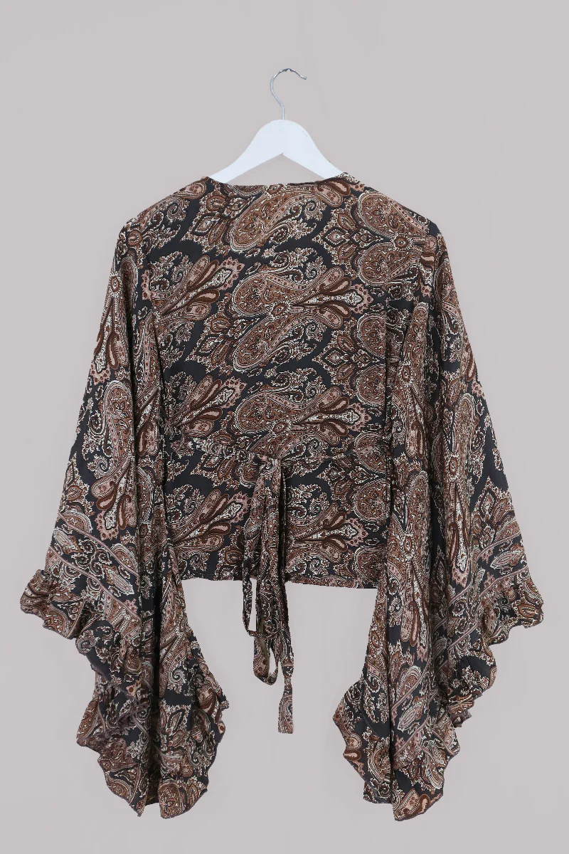 Venus Long Wrap Top in Fitzgerald Bronze Mandala Paisley - Image 4